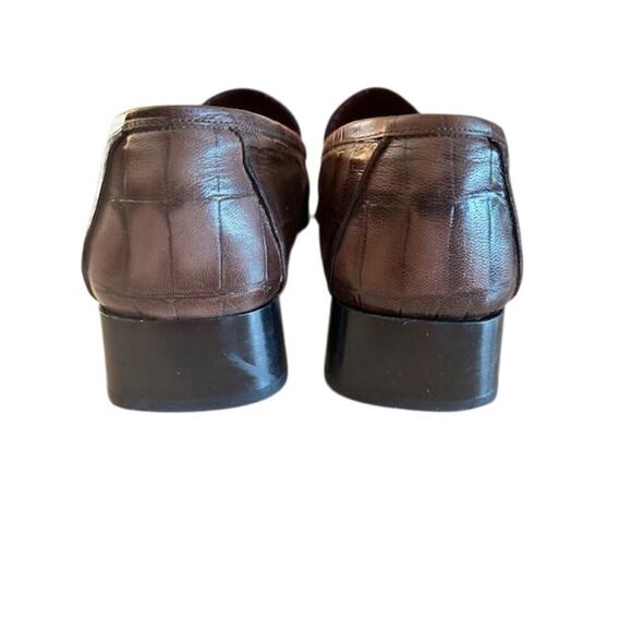 Claudia Ciuti “Aria” Brown Croc-Embossed Leather Loafer Pumps – 8.5 M - Picture 4 of 11